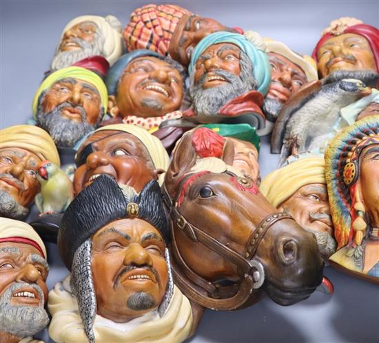 A collection of fifteen Bossons painted plaster portrait plaques